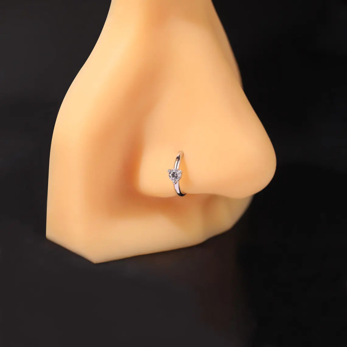 14K White Gold Tiny Huggie Hoop Earring