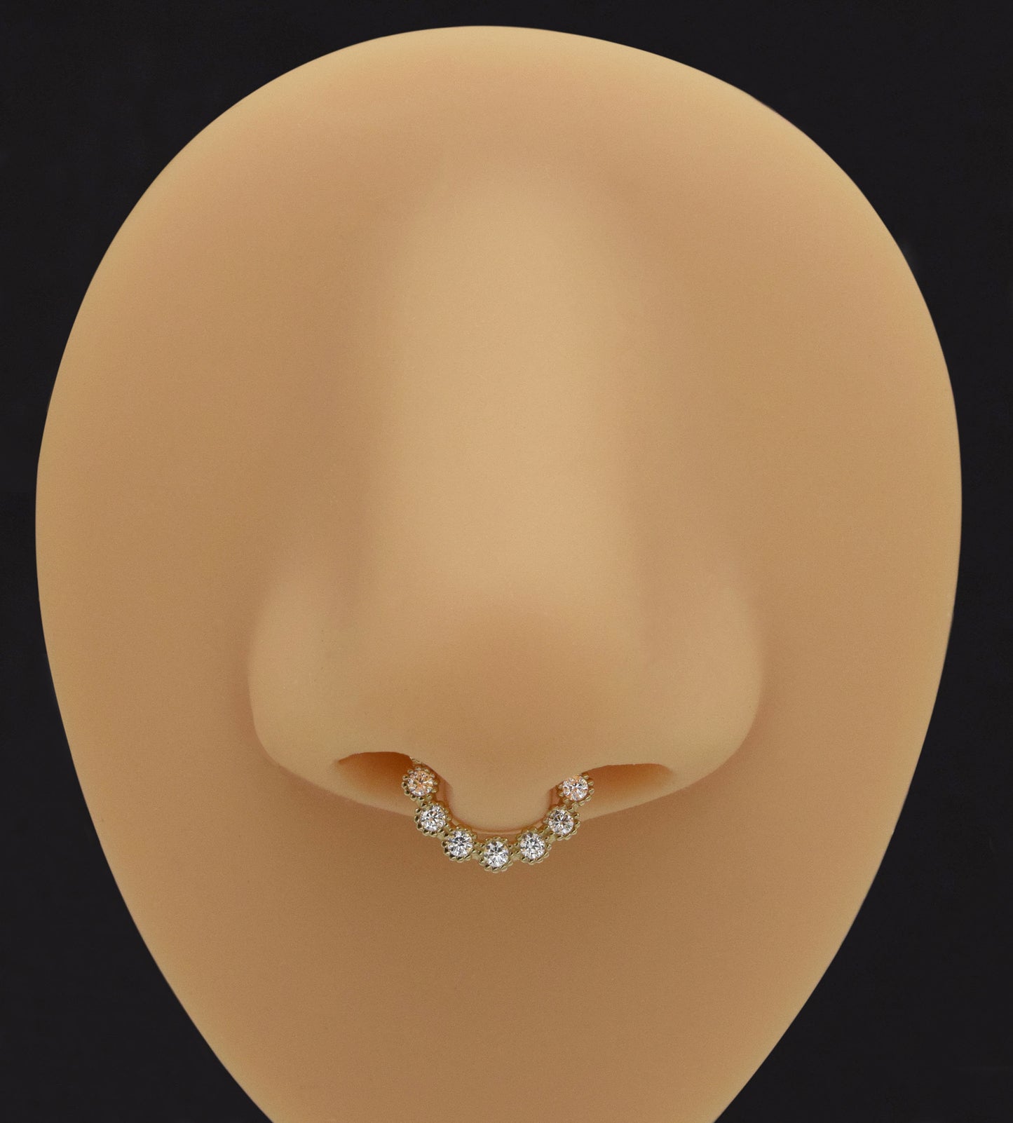 14K Solid Gold Cubic Zirconia Daith Earring Cartilage Hoop Septum Ring 16G