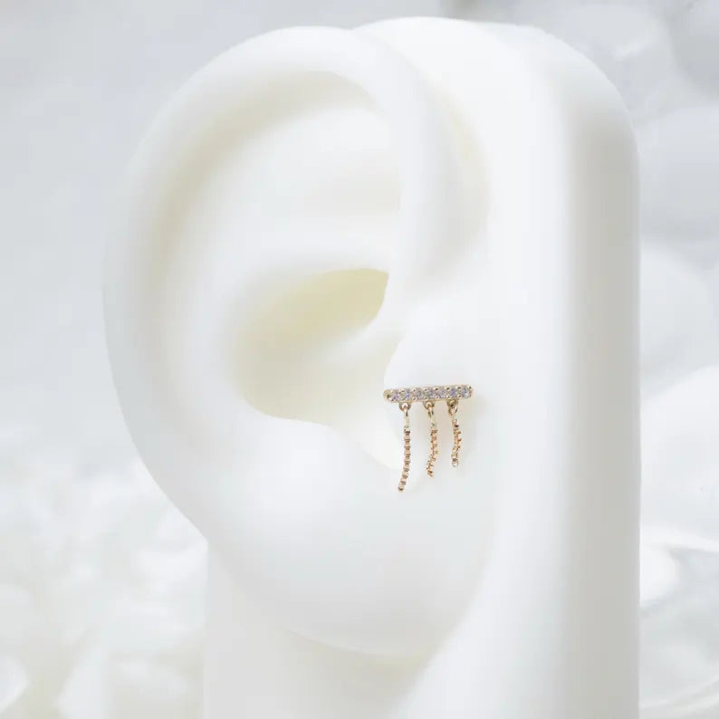 14K Solid Gold Forward Helix Stud