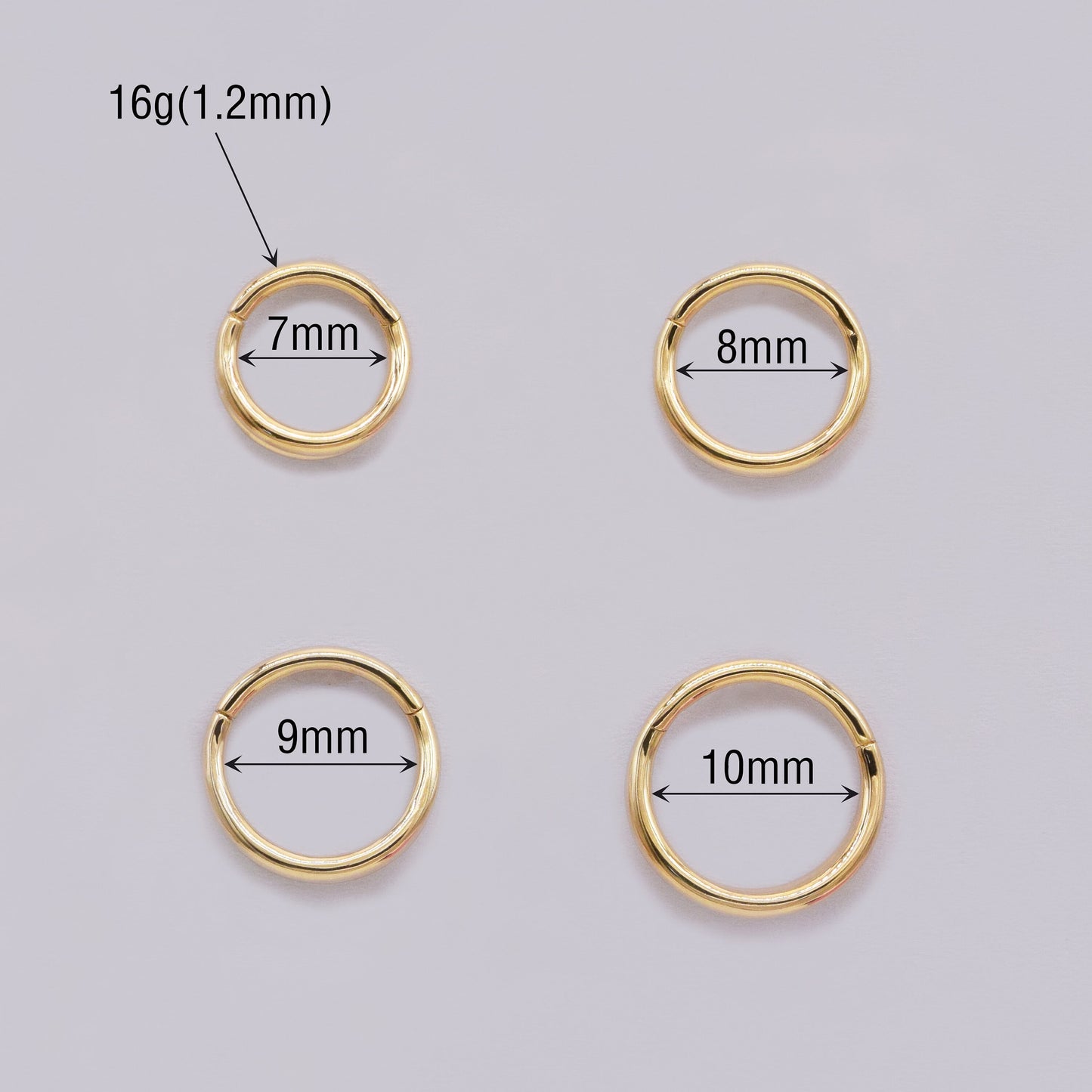 14K Solid Gold Double Row Hoop Septum Daith Cartilage Ring 16G