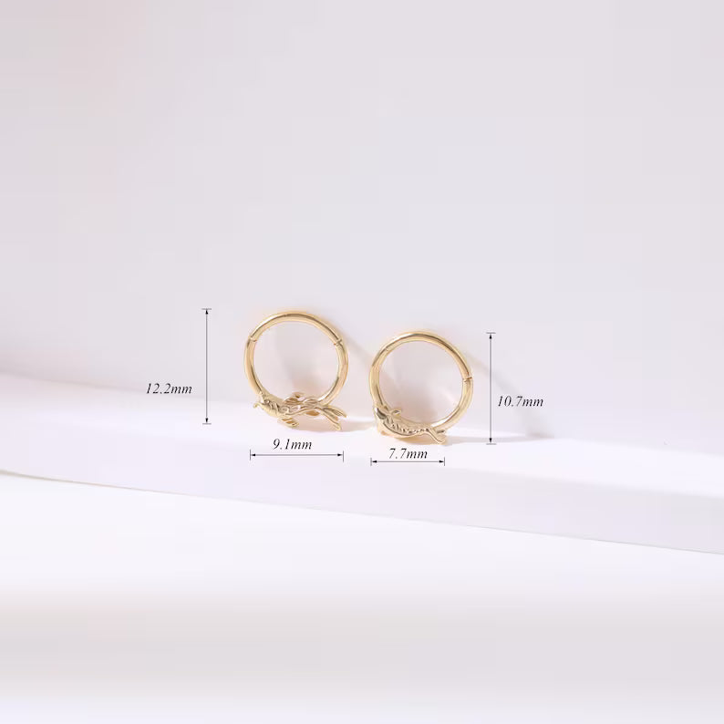 14K Gold Fish Clicker Hoop Nose Ring 18g