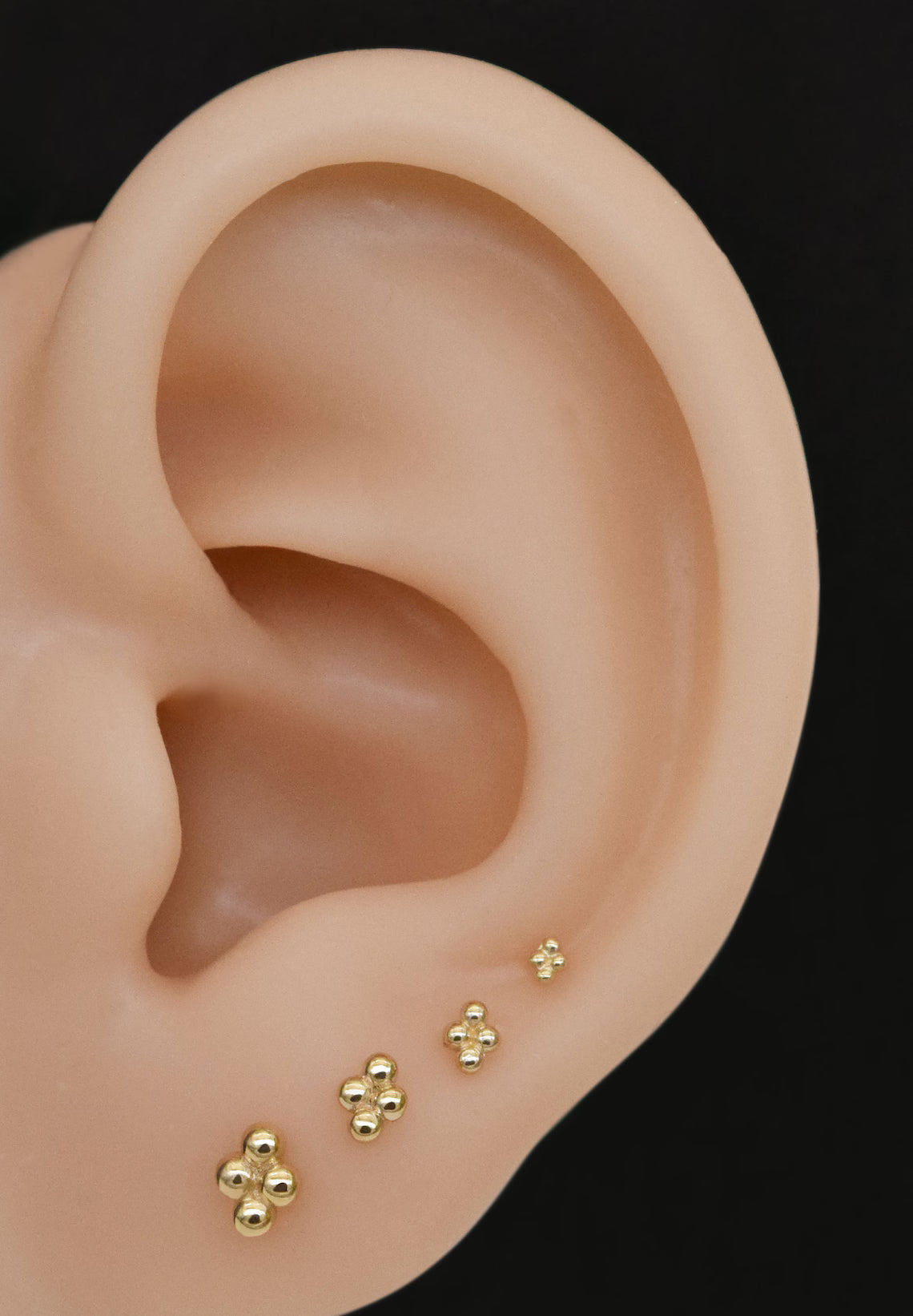 14K Solid Gold Four Dot Stud Labret