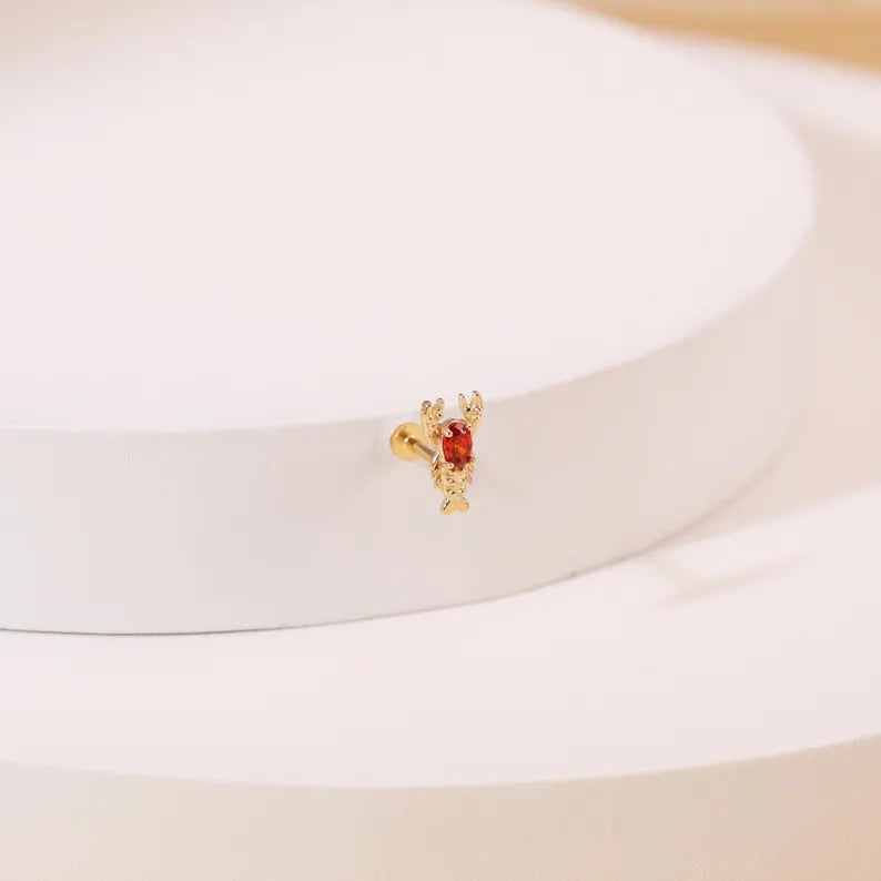 14K Gold Lobster Cartilage Stud