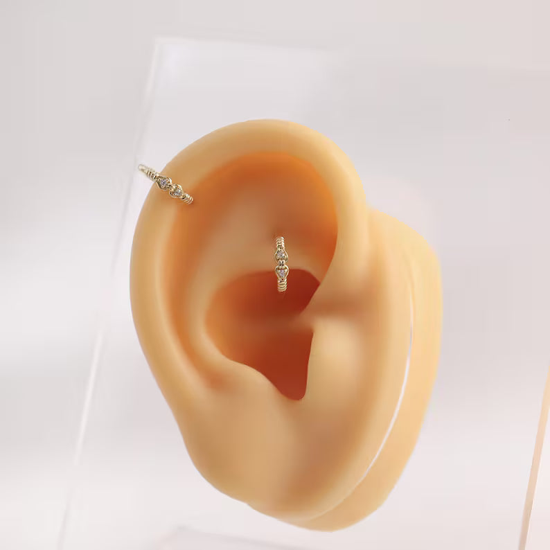 14K Gold Heart Knot Septum Daith Helix Nose Hoop 16g 8mm