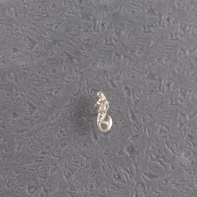 14K Gold Mermaid Stud Earring