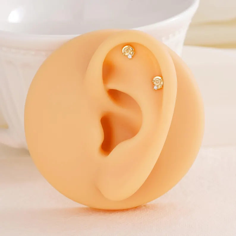 14K Gold Shell Cartilage & Tragus Stud