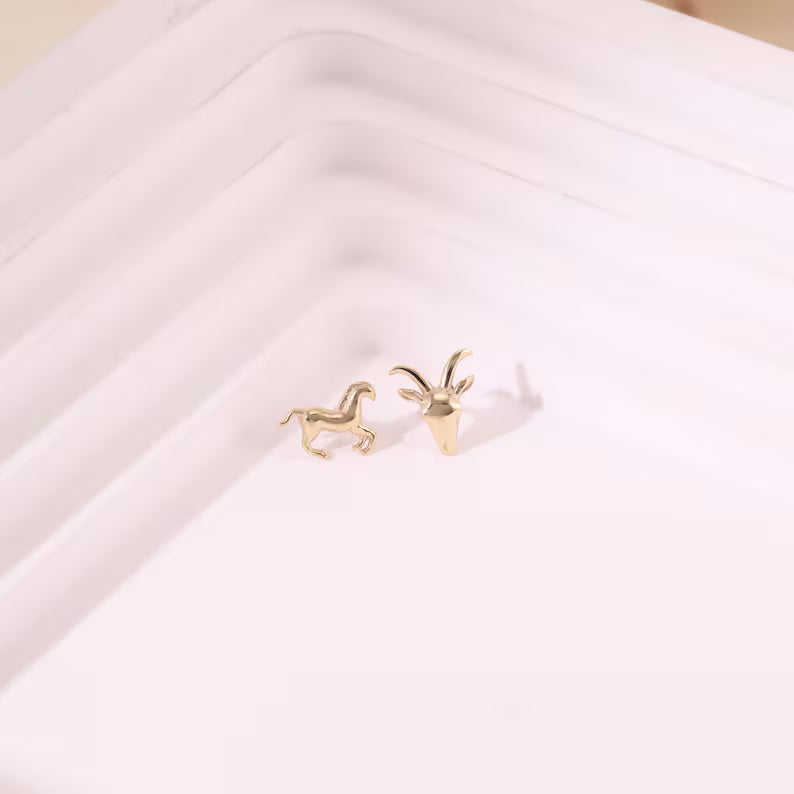 14K Gold Horse Earring for Piercings