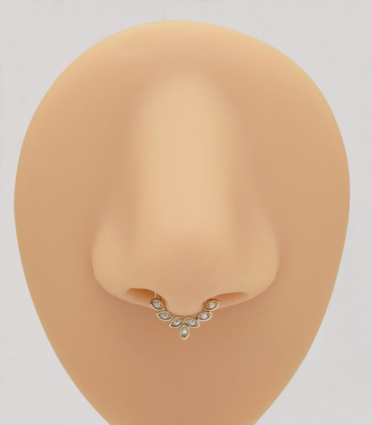 14K Solid Gold Marquise Diamond Daith Piercing 16G