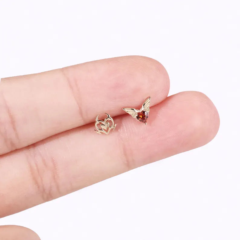 14K Gold Magic Heart Stud Earring