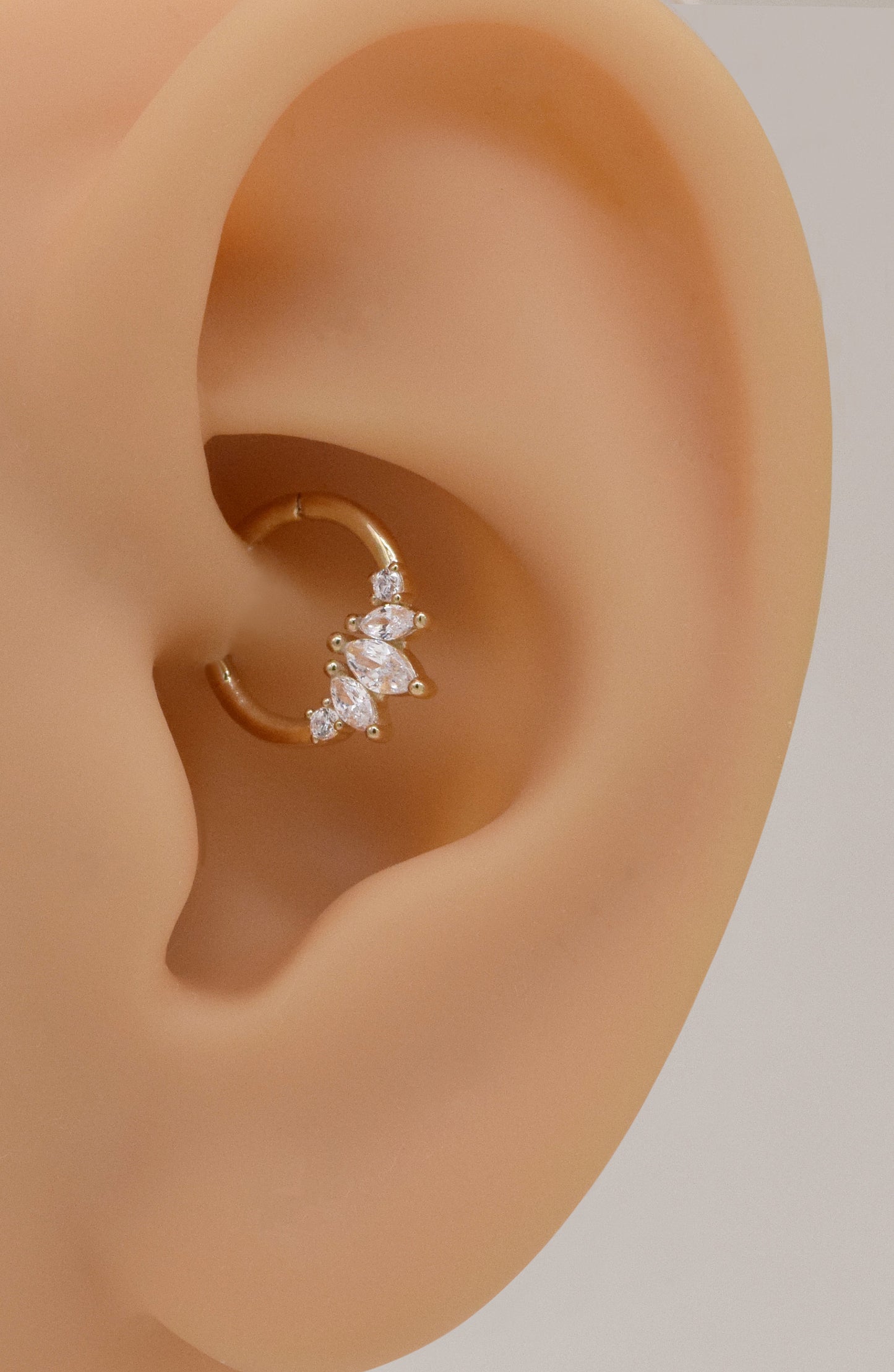 14K Solid Gold Marquise Septum Daith Tragus Helix Cartilage Earring 16G