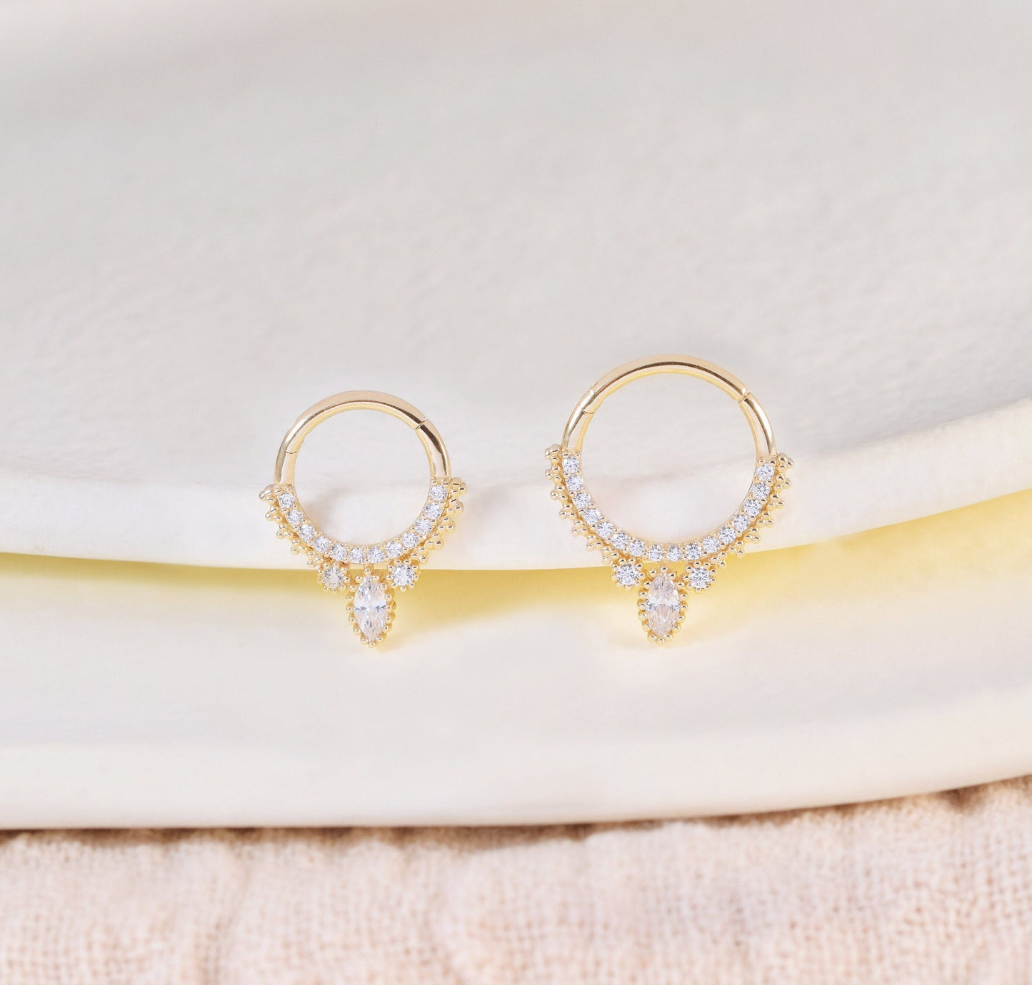 14K Solid Gold Septum Daith Cartilage Hoop Nose Ring