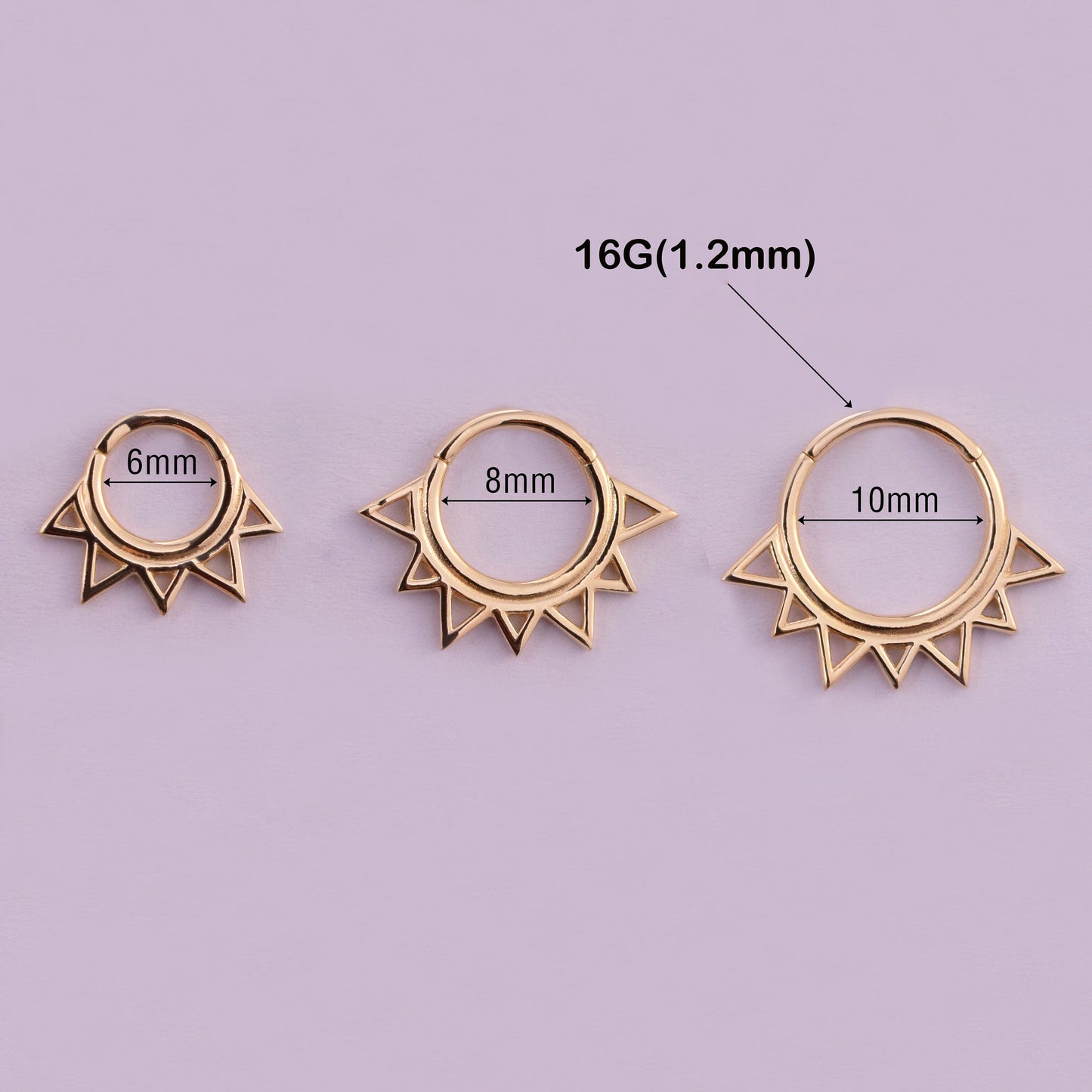 14K Solid Gold Flower Petal Daith Septum Clicker Hoop