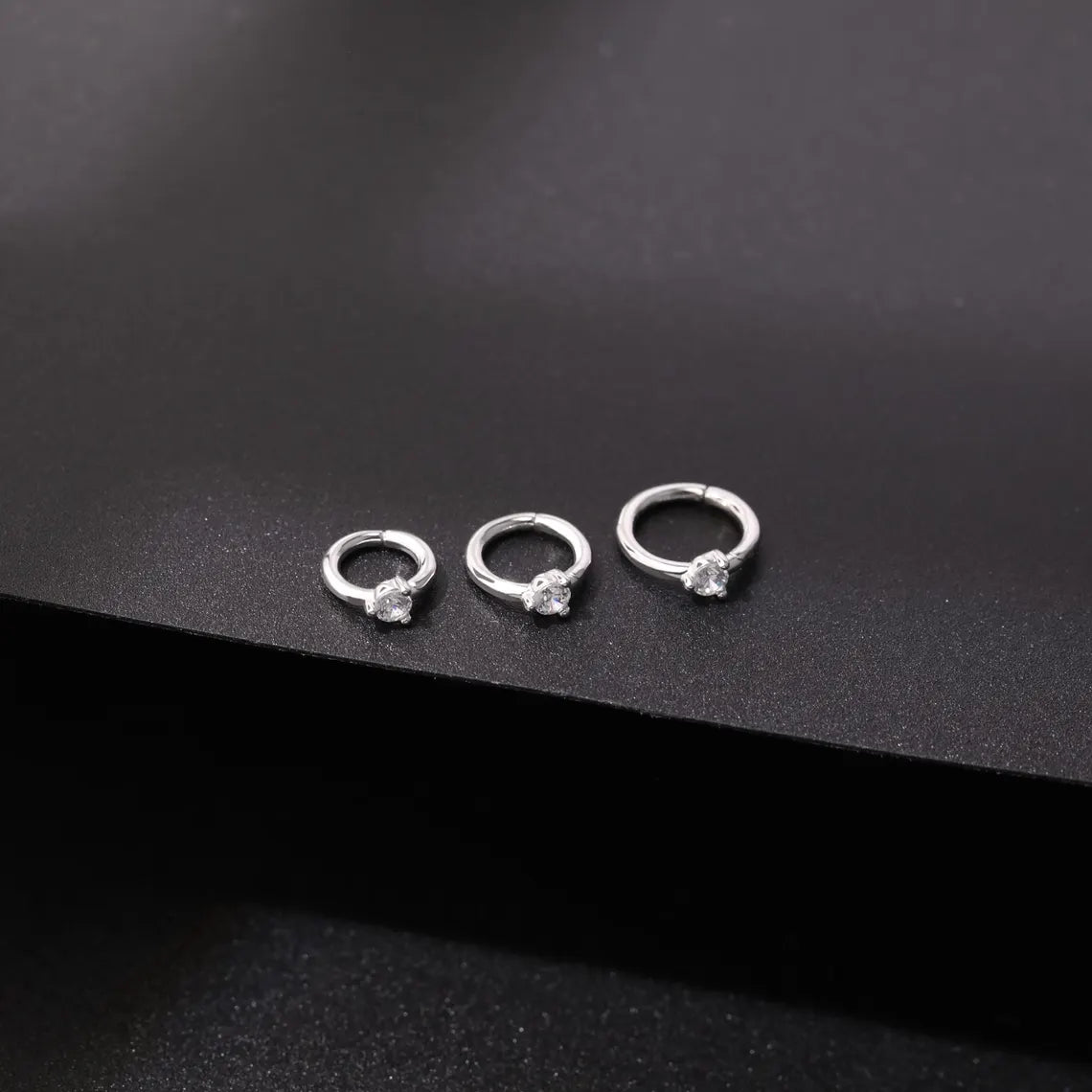 14K White Gold Tiny Huggie Hoop Earring