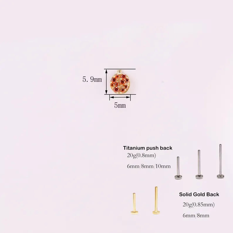 14K Gold Pomegranate Cartilage Stud