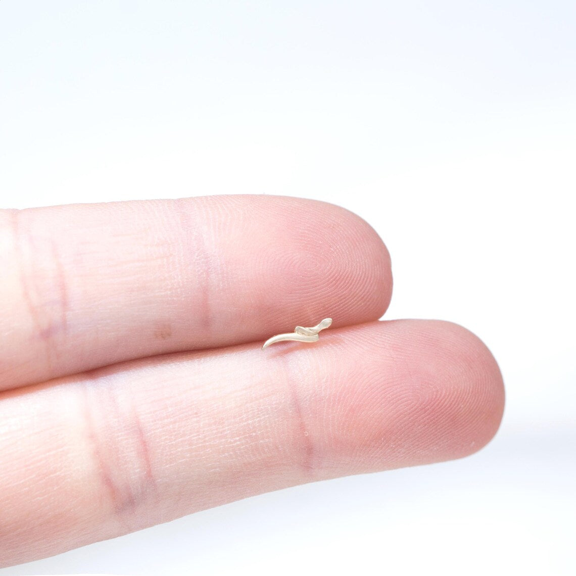 14K Solid Gold Snake Stud Earring