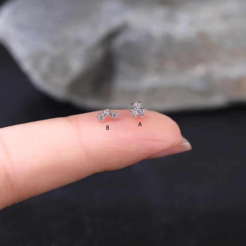 14K White Gold Ear Climber Stud