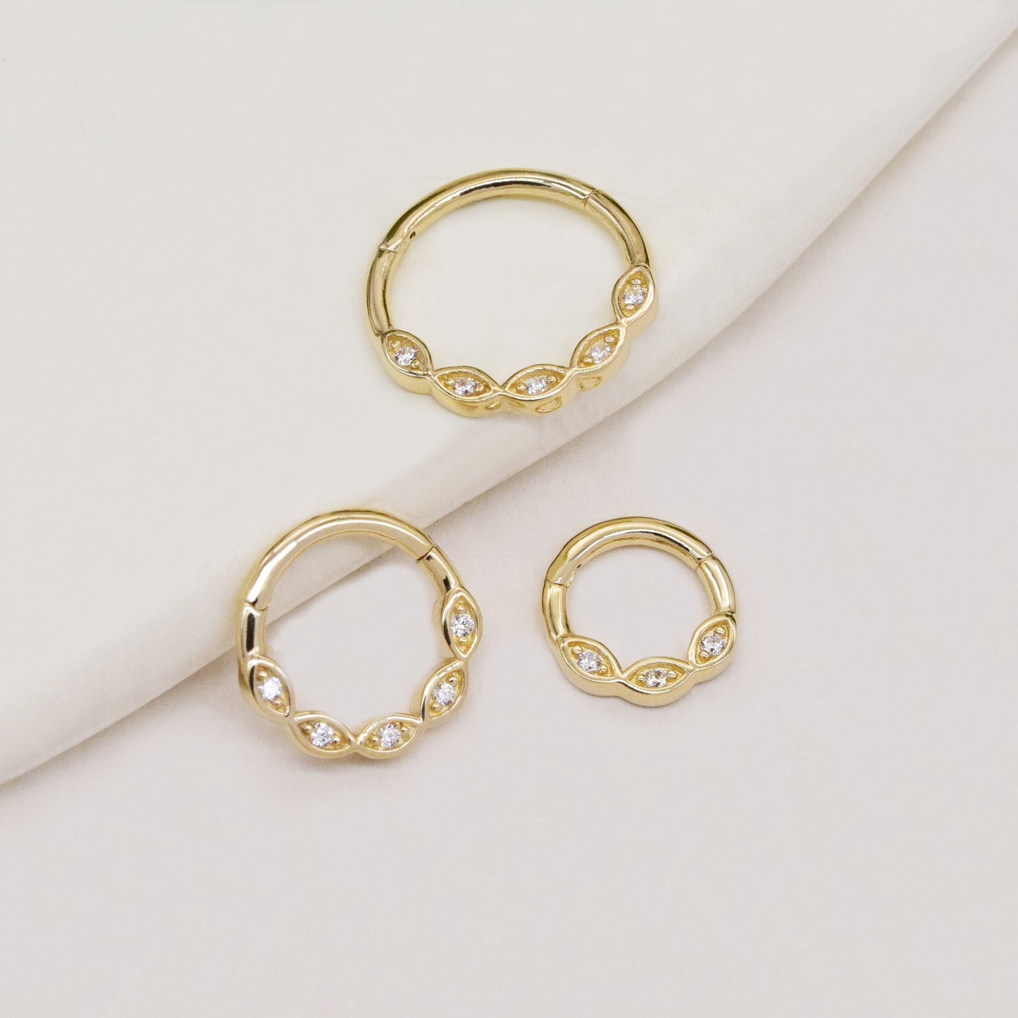 14K Solid Gold Evil Eye Hoop Septum Cartilage Nose Piercing 18G