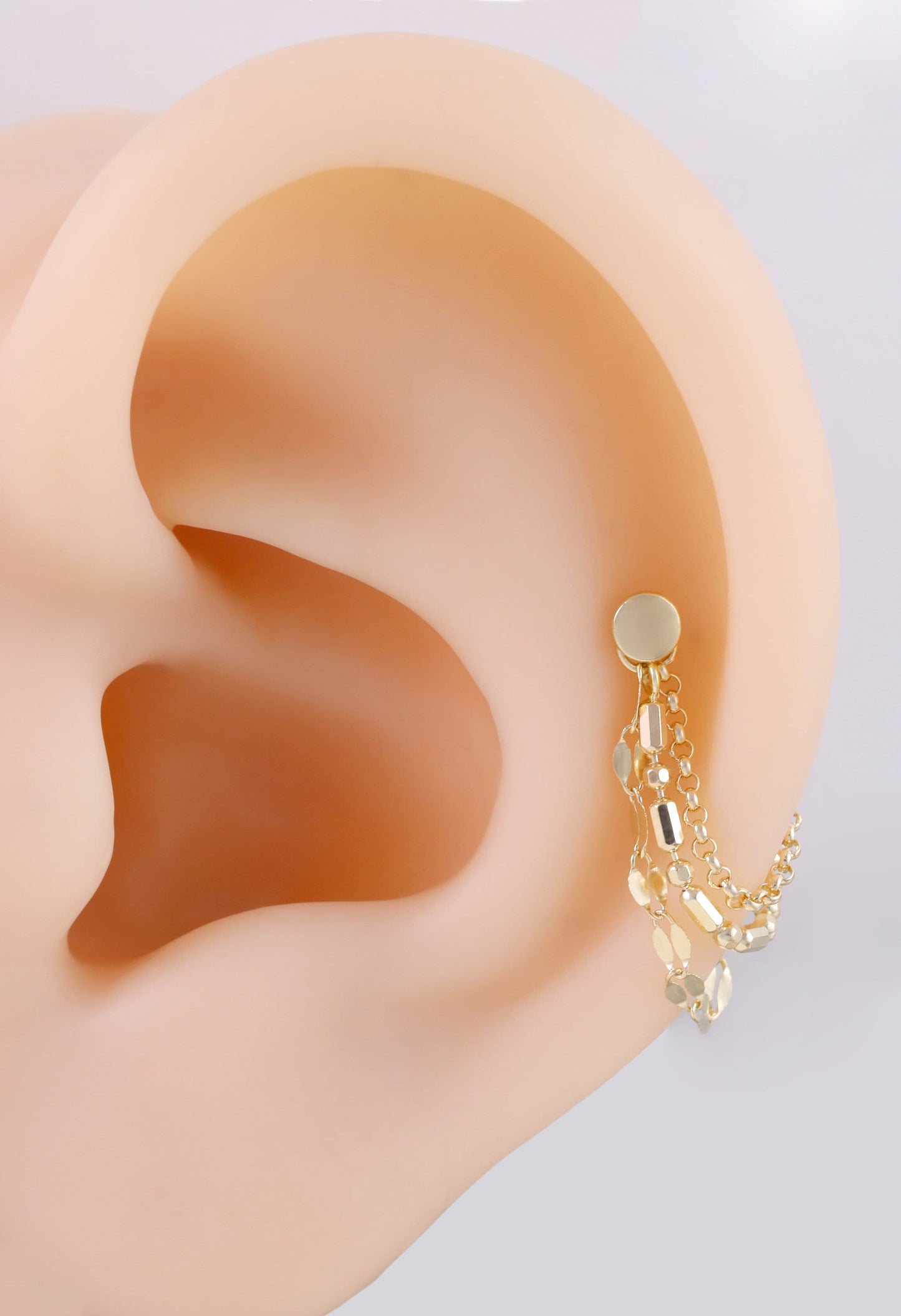14K Solid Gold Triple Sparkly Chain Attachment