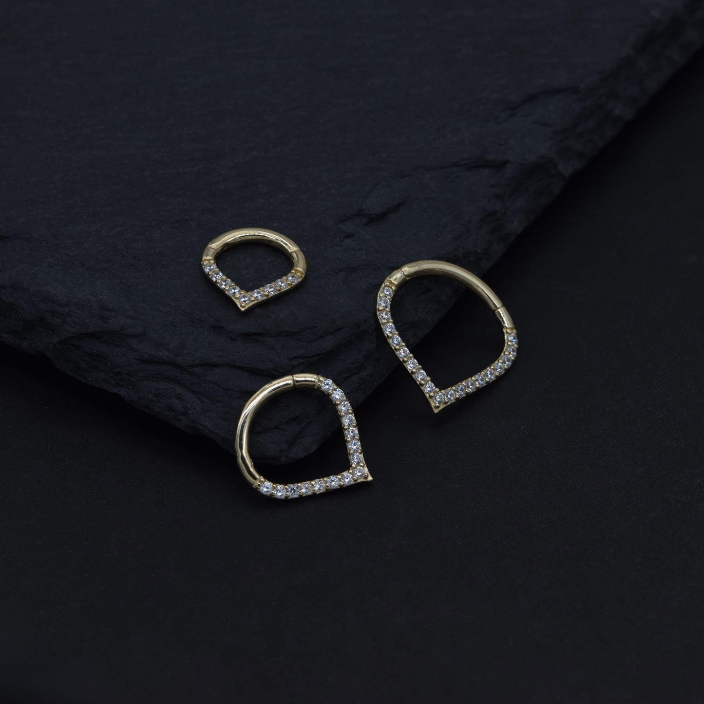 14K Solid Gold V-Shaped Septum Ring 16G