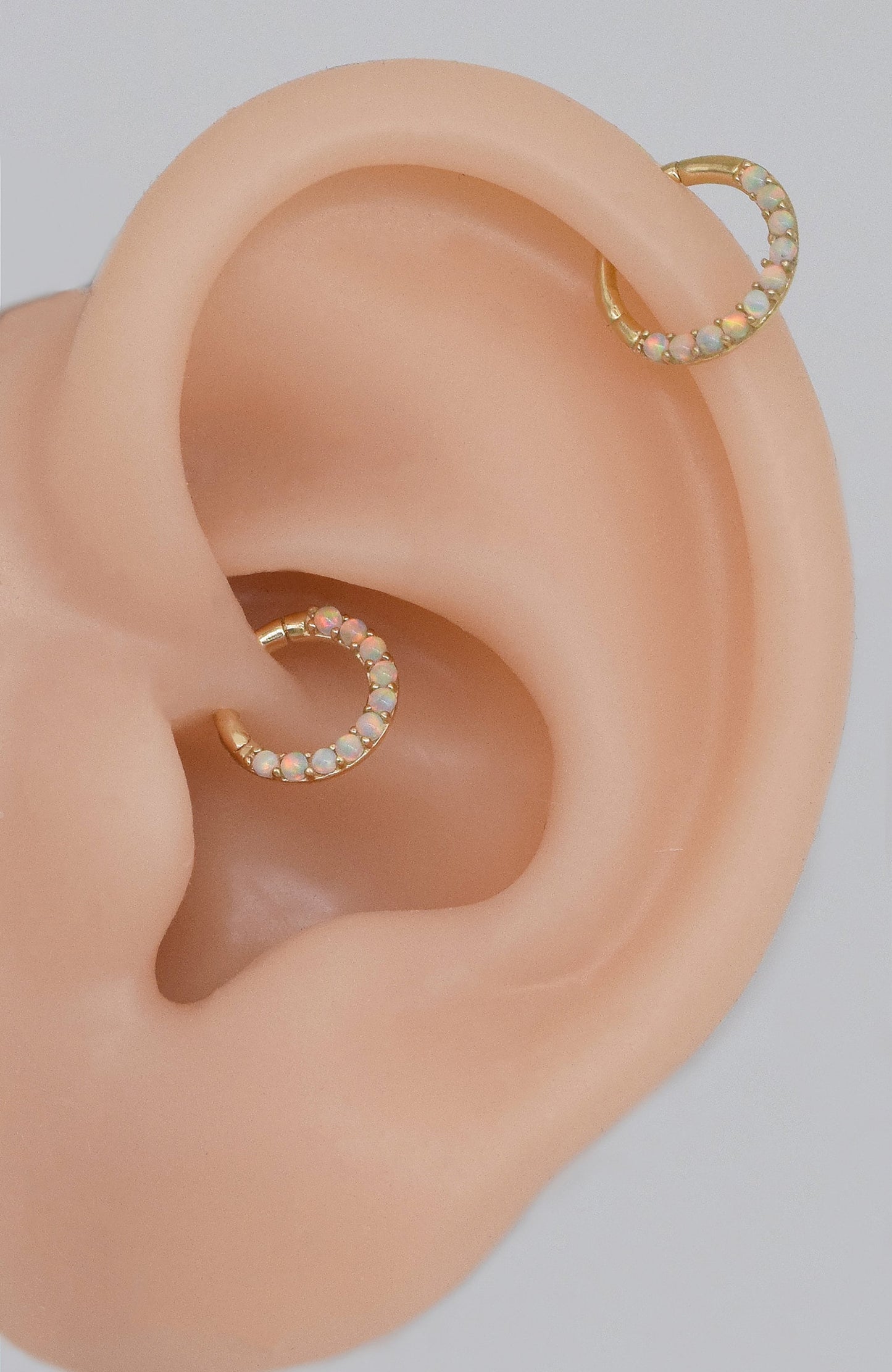 14K Solid Gold Opal Septum Ring Cartilage Hoop 16g 6/8/10mm