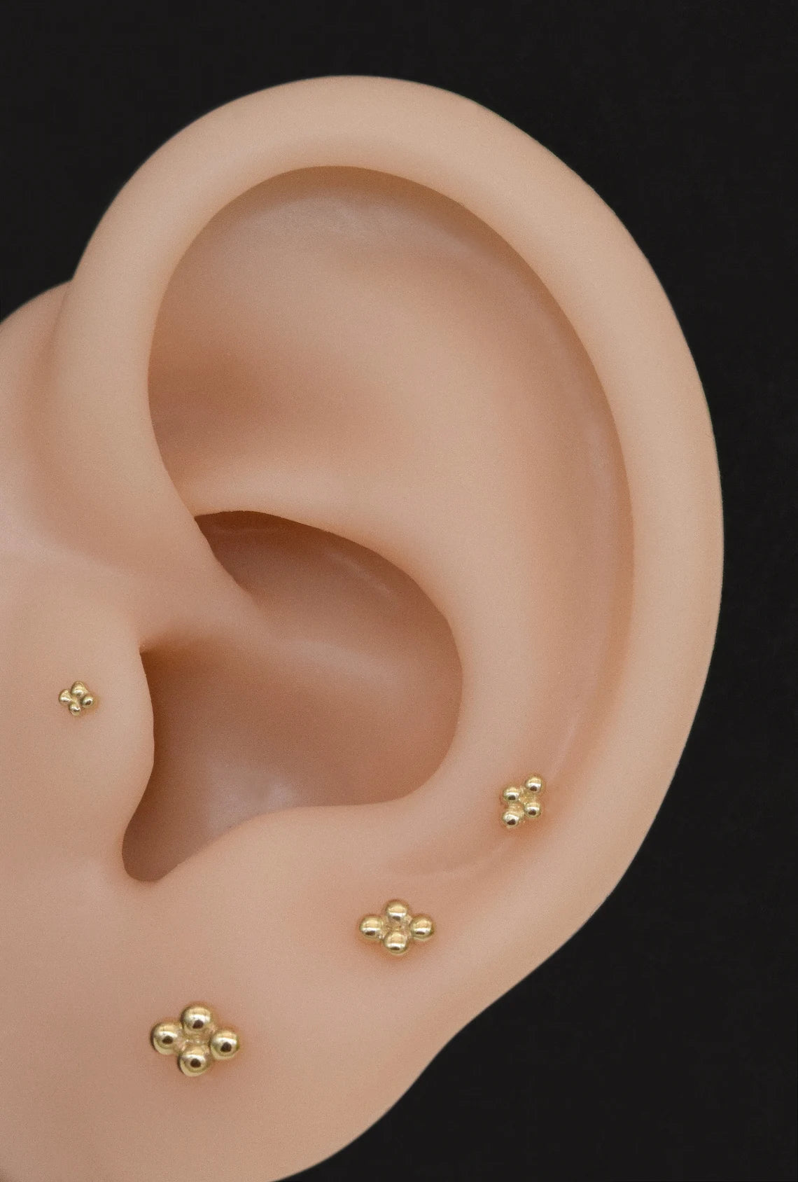 14K Solid Gold Four Dot Stud Labret