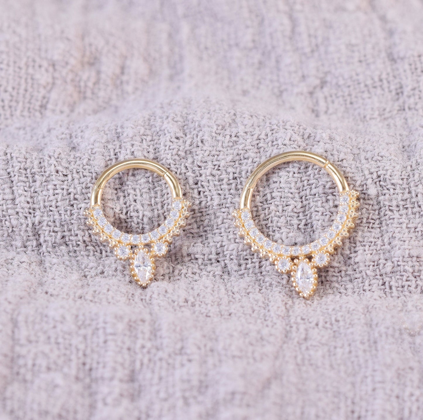 14K Solid Gold Septum Daith Cartilage Hoop Nose Ring