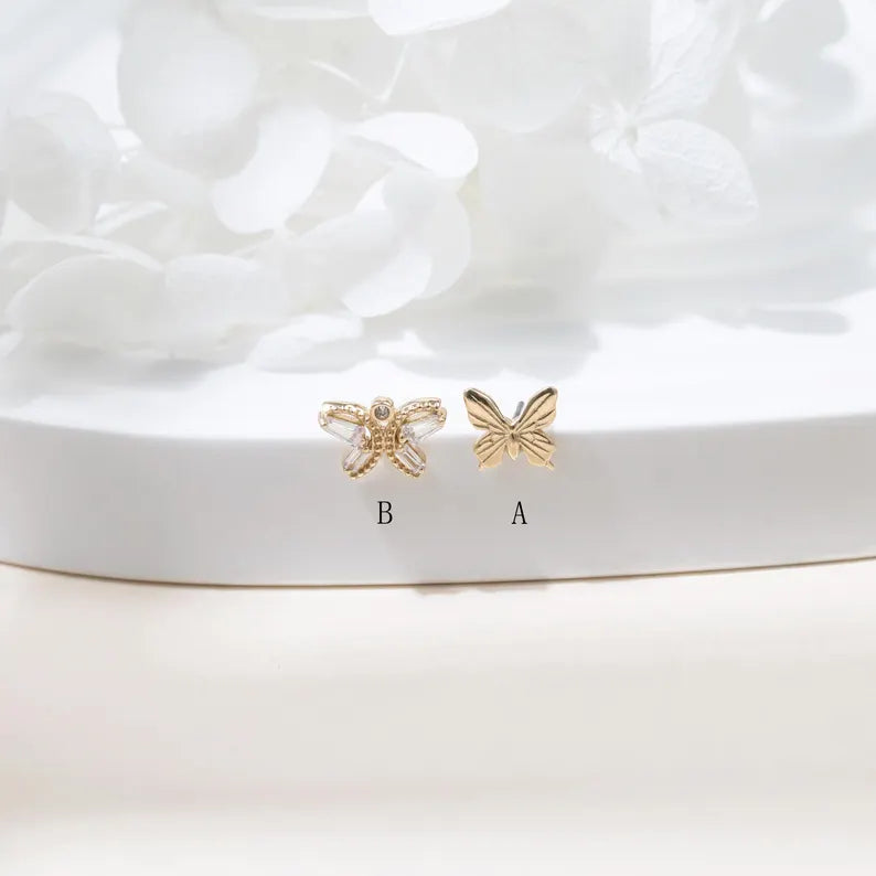 14K Gold Butterfly Cartilage Stud