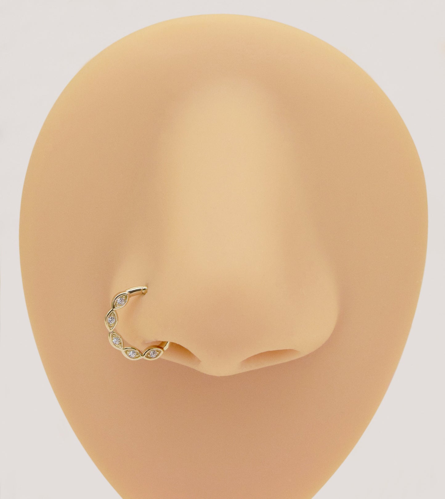 14K Solid Gold Evil Eye Hoop Septum Cartilage Nose Piercing 18G