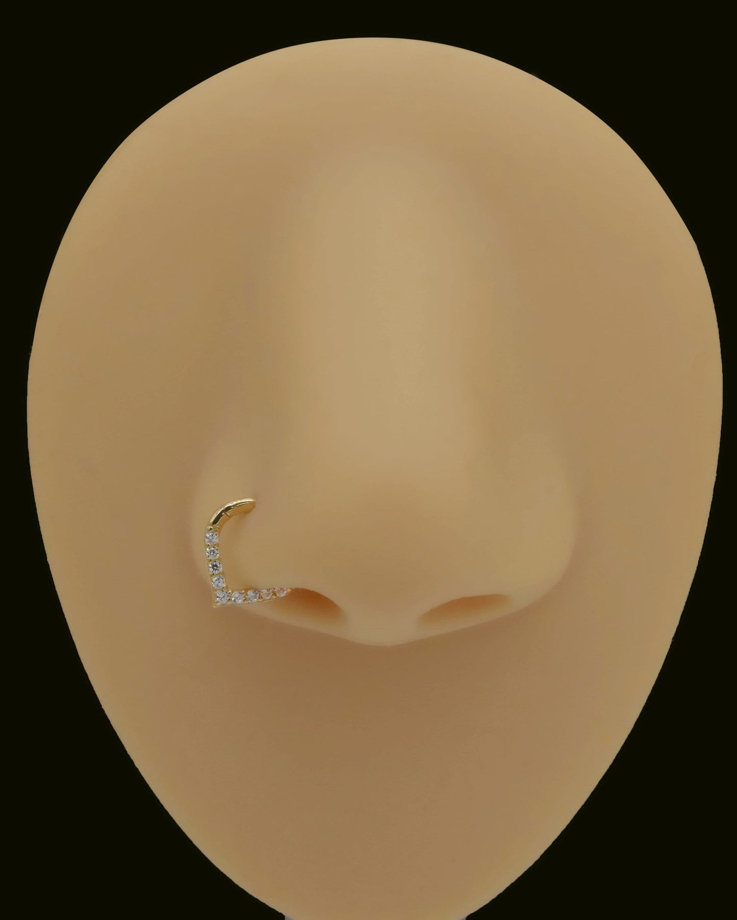 14K Solid Gold V-Shaped Septum Ring 16G
