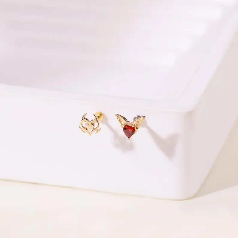 14K Gold Magic Heart Stud Earring