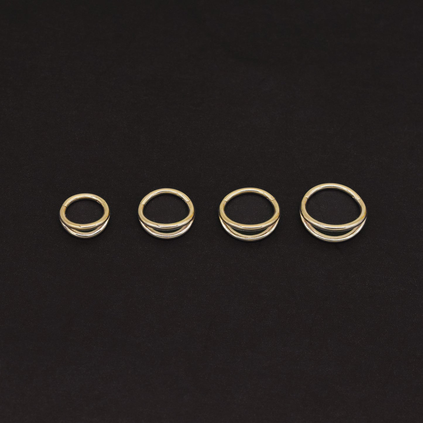 14K Solid Gold Double Row Hoop Septum Daith Cartilage Ring 16G