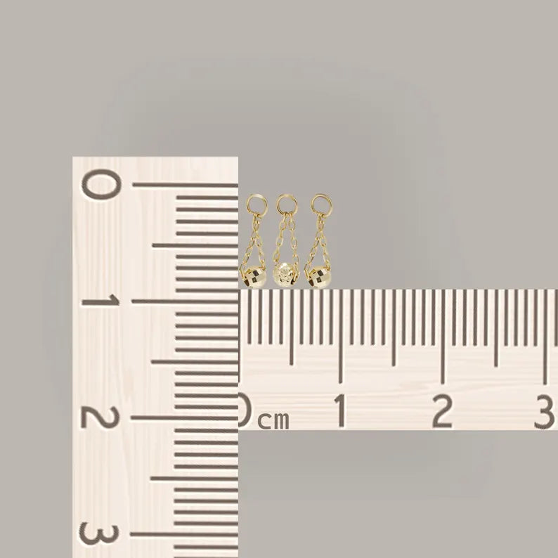 14K Gold Dangle Ball Hoop Earring