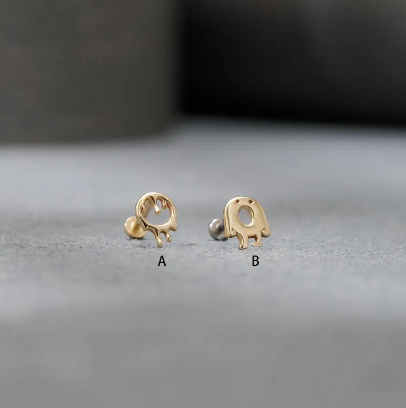 14k Solid Gold Drip Cartilage Earring