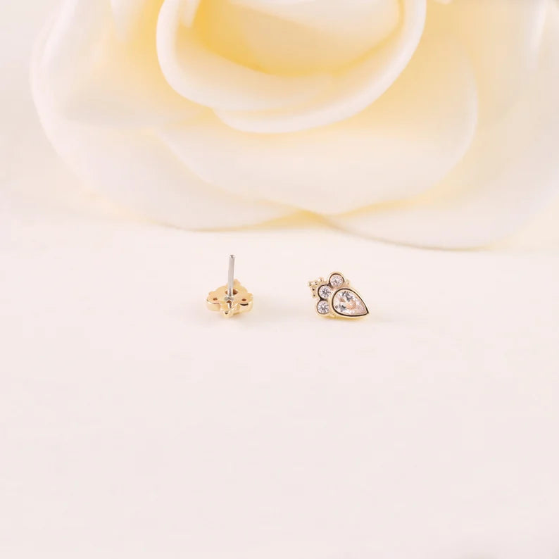 14k Gold Mini Helix Conch Tragus Stud