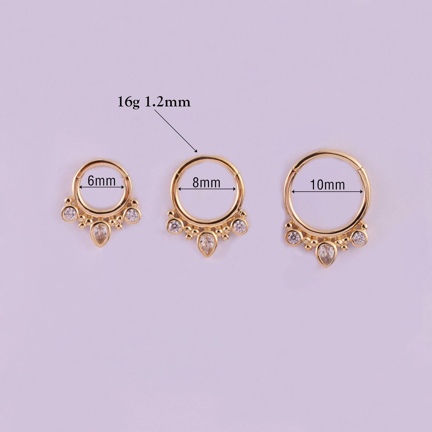 14K Solid Gold Teardrop Cartilage Hoop