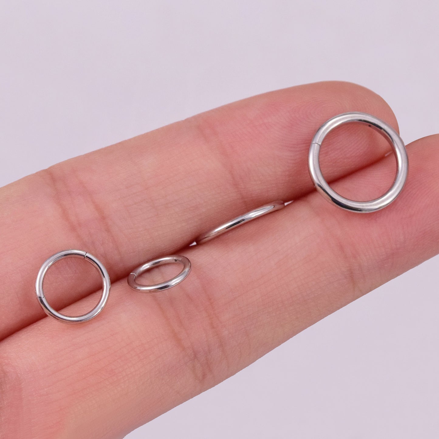 14K Solid White Gold Hinged Hoop Earring 16G 18G