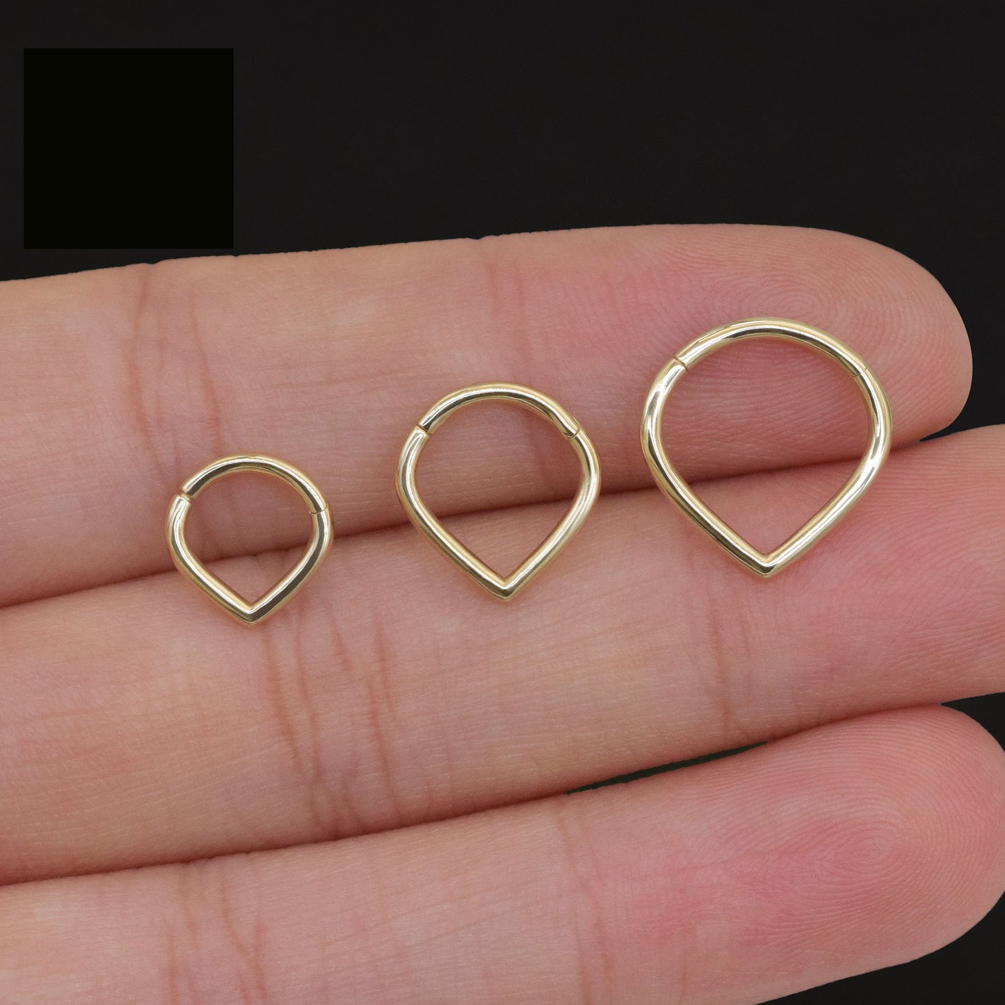 14K Solid Gold Triangle Septum Ring V-Shaped Hinged Clicker Hoop 16g