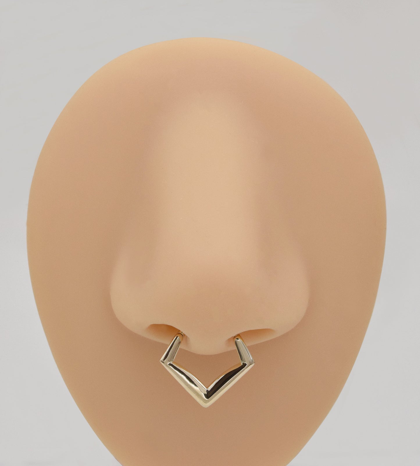 14K Solid Gold V-Shaped Septum Ring 16G