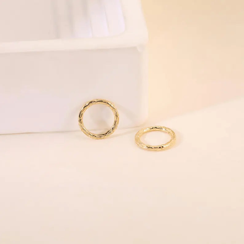 14K Gold Petal Hinged Hoop Nose Ring 16g