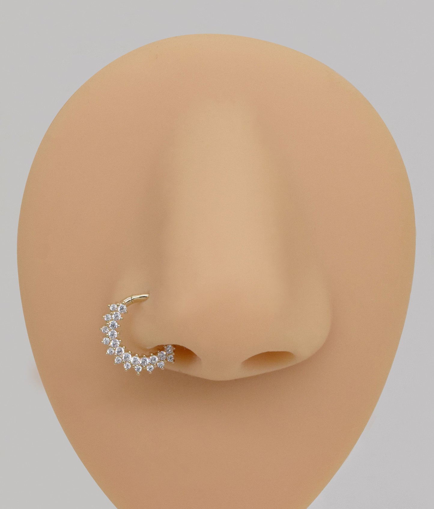 14K Solid Gold Double Row Hinged Hoop