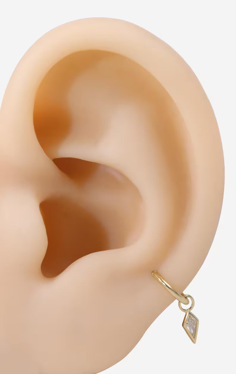 14K Gold Dangle Kite Geometric Stud Earring