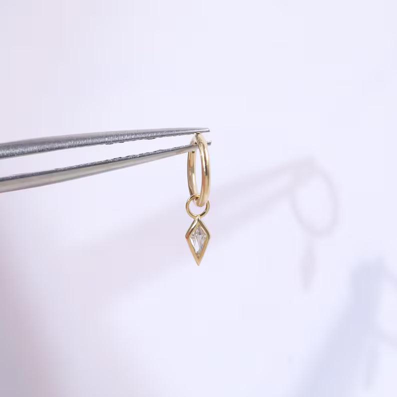 14K Gold Dangle Kite Geometric Stud Earring