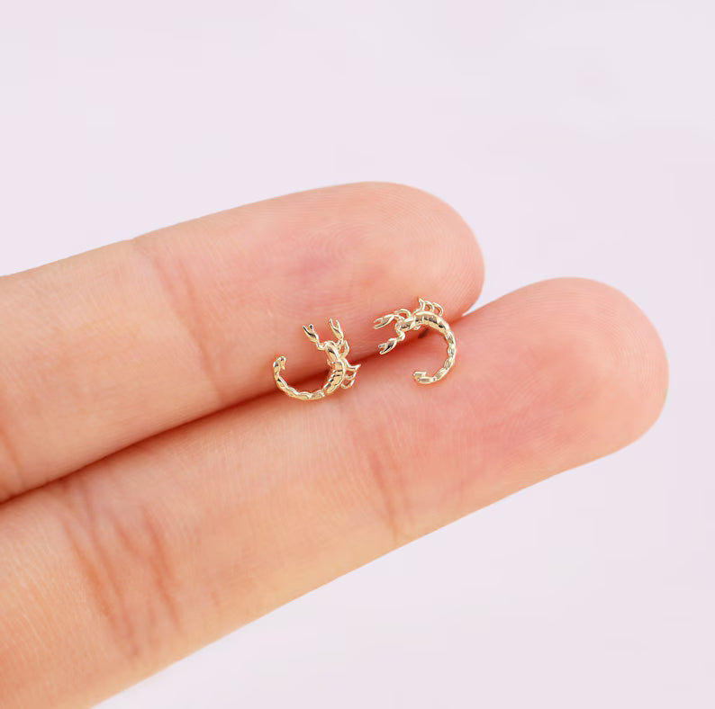 14K Gold Scorpion Stud Earring for Piercing