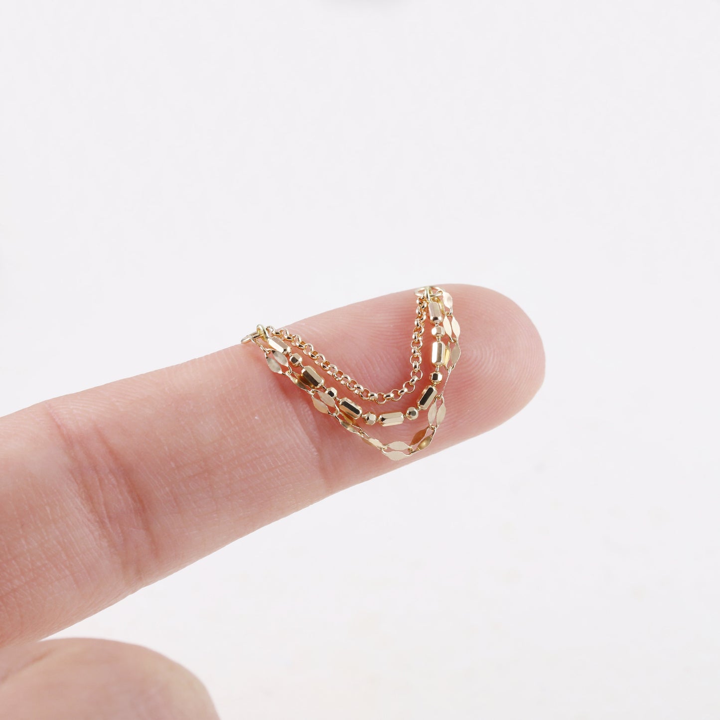 14K Solid Gold Triple Sparkly Chain Attachment