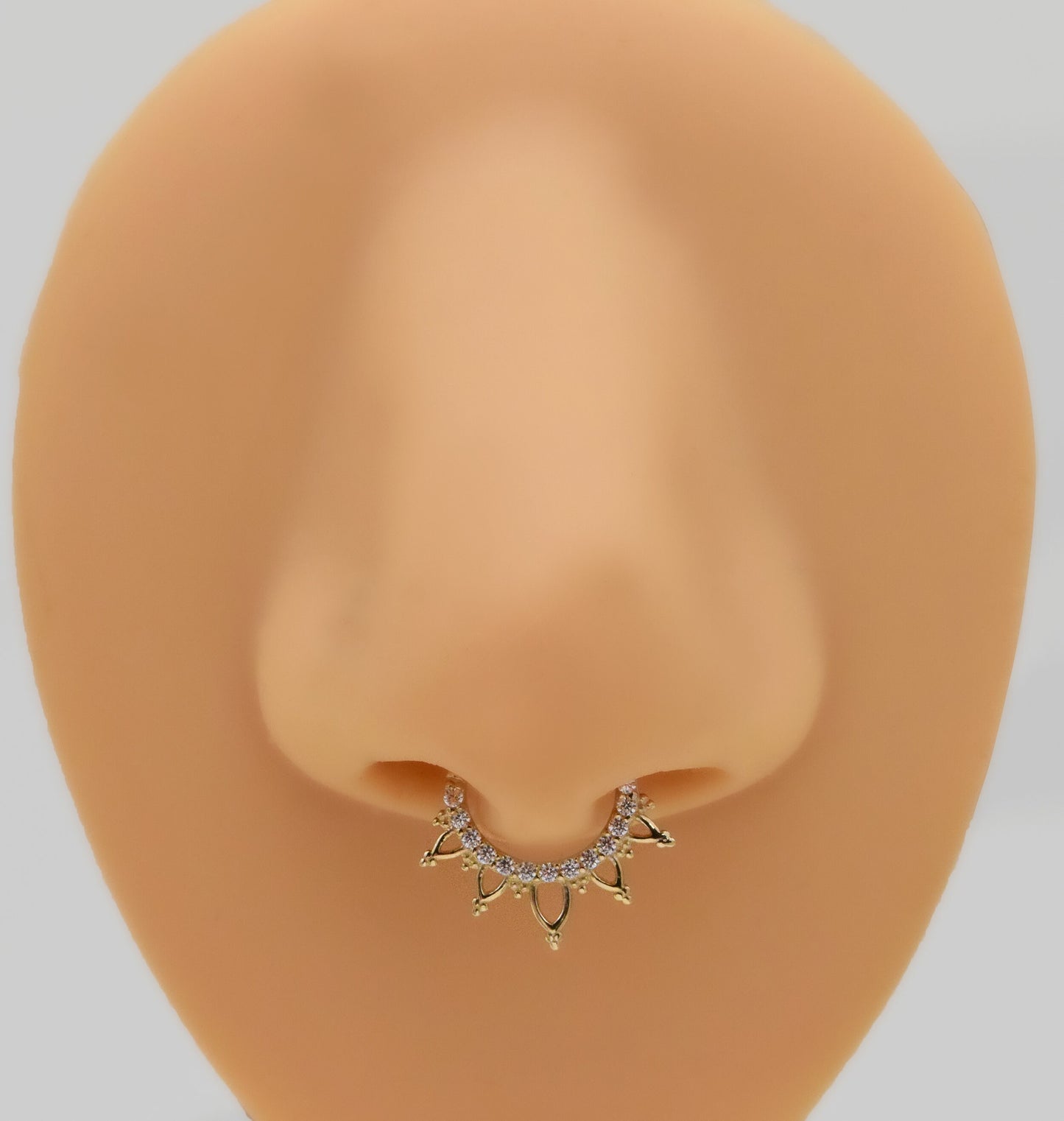 14K Solid Gold Lotus Flower Cartilage Clicker Septum Hoop 16G