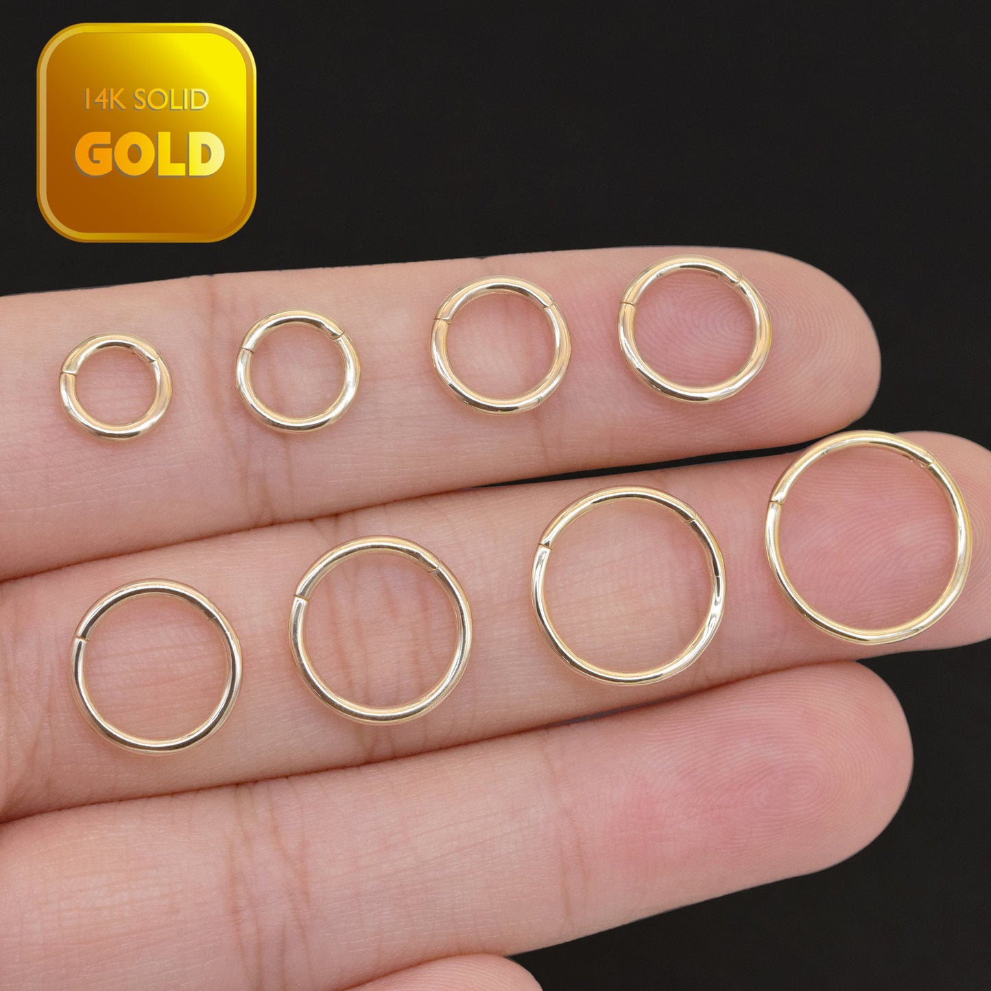 14K Solid Gold Hinged Hoop Earring 16G 18G