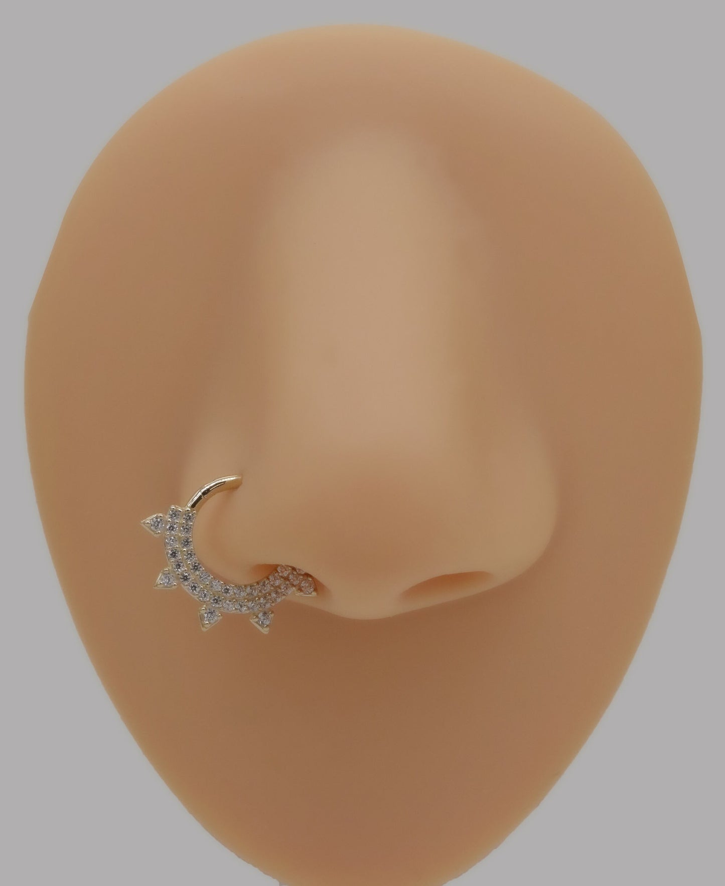 14K Gold Cubic Zirconia Diamond Sunshine Hoop 16G