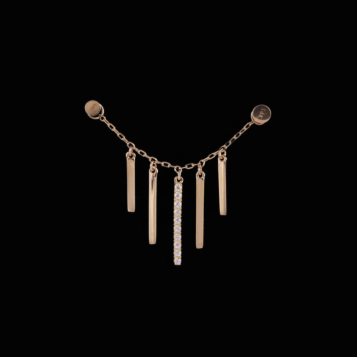 14K Solid Gold Dripping Dangle Chain Piercing