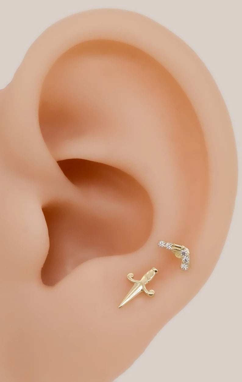14K Solid Gold Tiny Toy Model Stud Earring 20g