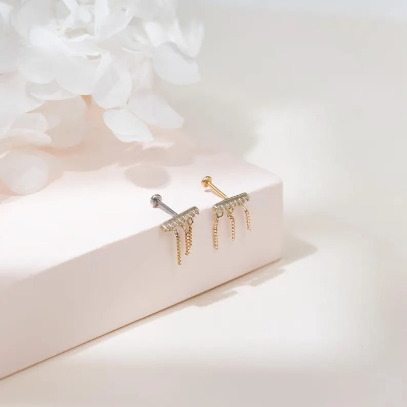 14K Solid Gold Forward Helix Stud